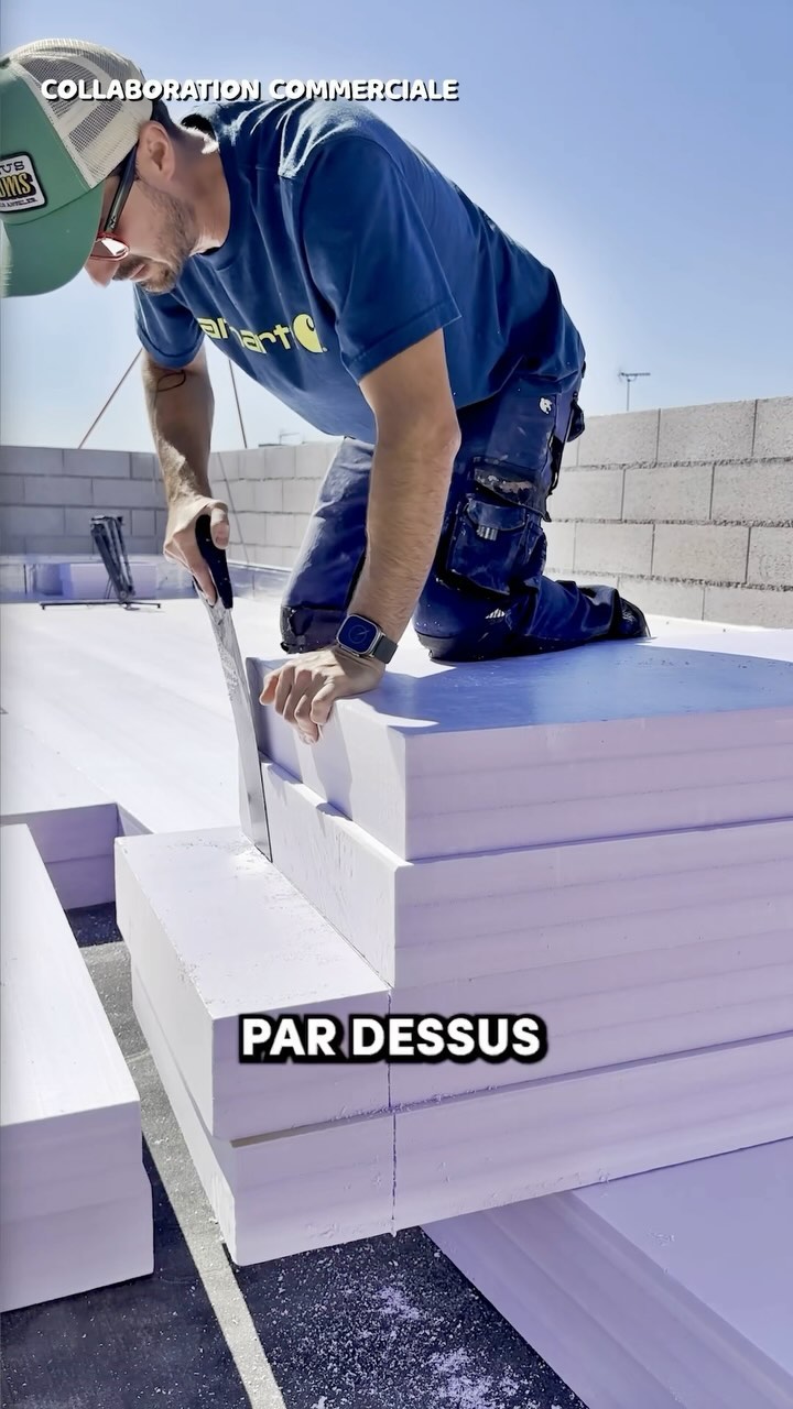 Instagram post by @french_renovation for TOYOTA. Caption reads: Aujourd’hui c’était pose de l’isolant sur le toit....