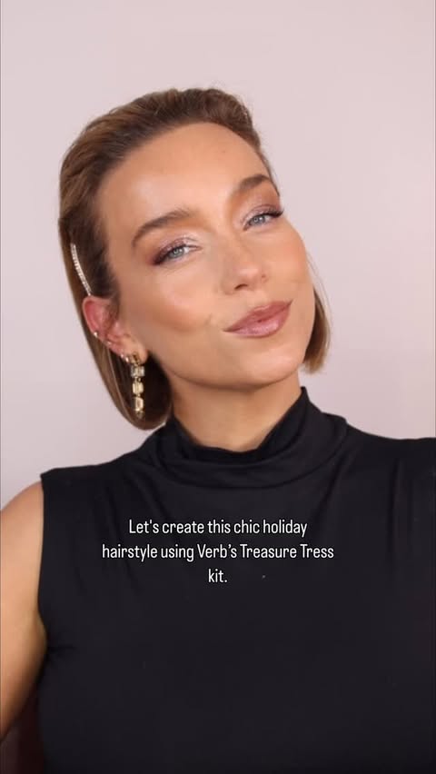 Instagram post by @sarah_louwho for Verb Products. Caption reads: Here’s how I created this chic holiday hairstyle....