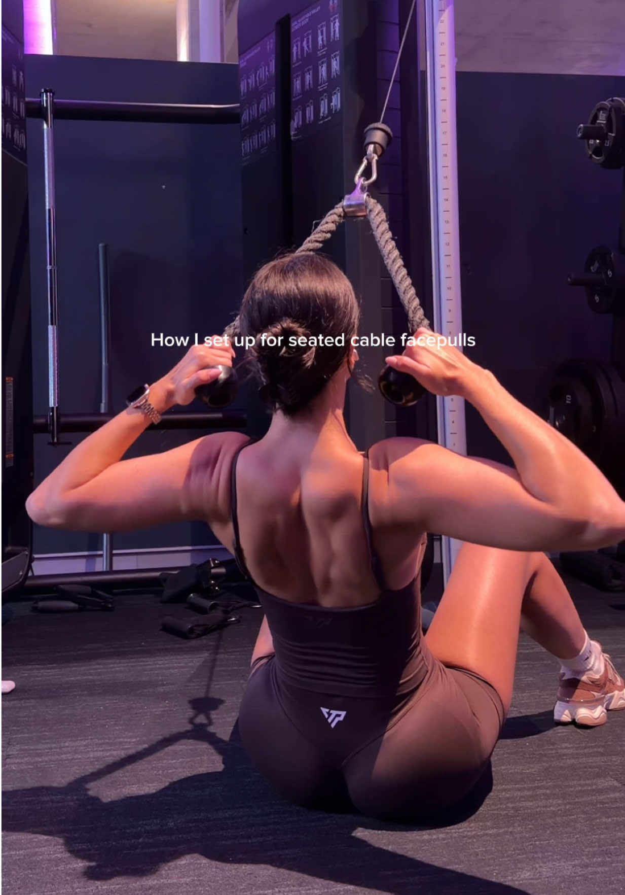 TikTok post by @gemma_anderton for KeepThatPump. Caption reads: [...] cable facepulls 🤝🏼 Wearing NEW....