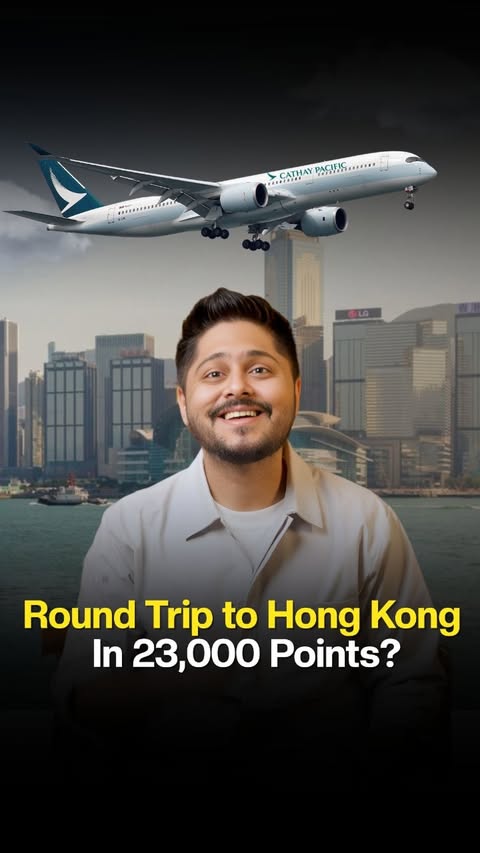 Instagram post by @thatcreditcardguy for Cathay Pacific. Caption reads: [...] cost around ₹52K–55K. But using Cathay....