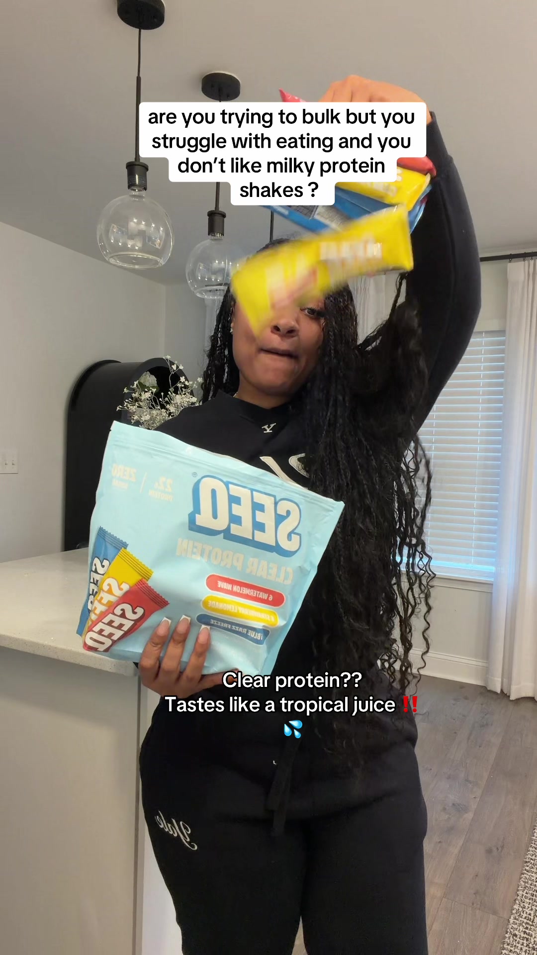 TikTok post by @deshasharee for SEEQ SUPPLY. Caption reads: Ladies do you struggle with eating enough protein....