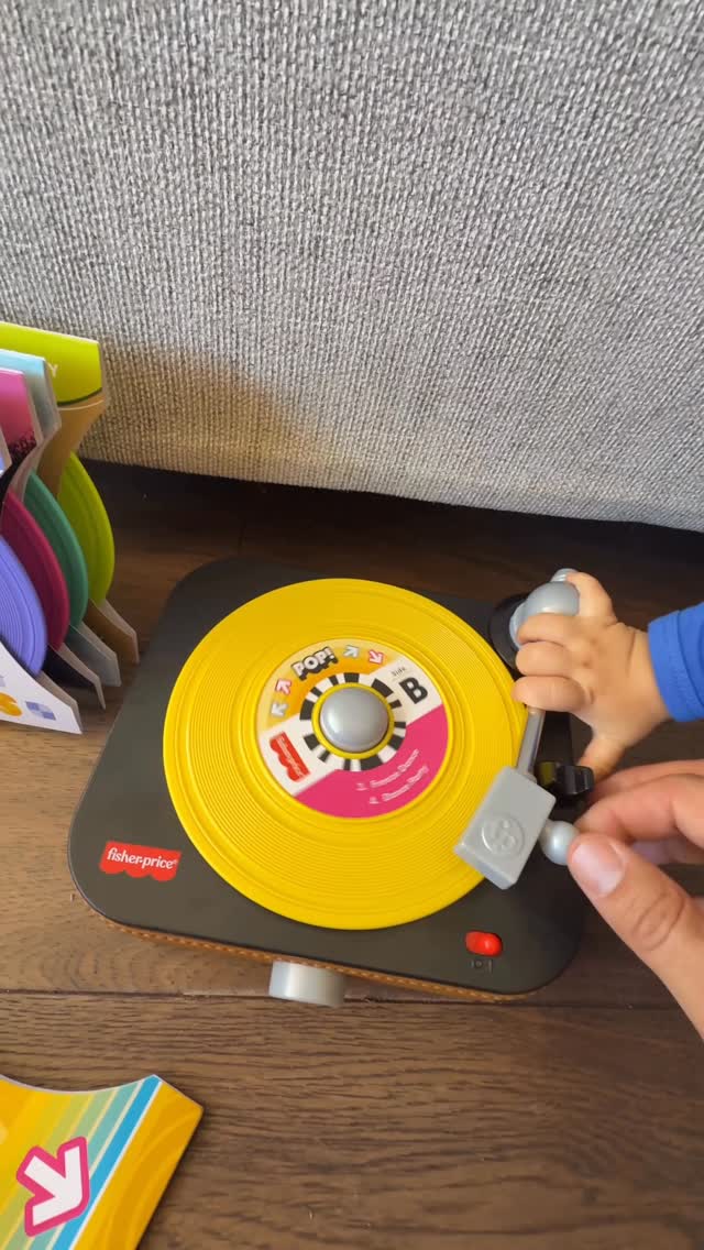 Instagram post by @yuritereshyn for Fisher-Price. Caption reads: Thanks for my kids first record player....