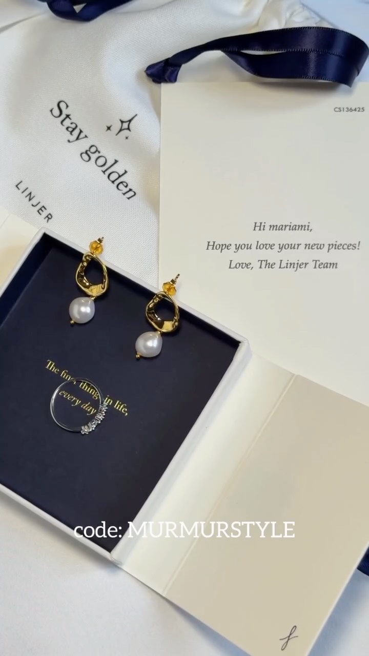 Instagram post by @mur.mur_style for Linjer Jewelry. Caption reads: Timeless pieces, everyday elegance 🤍
Use my code....