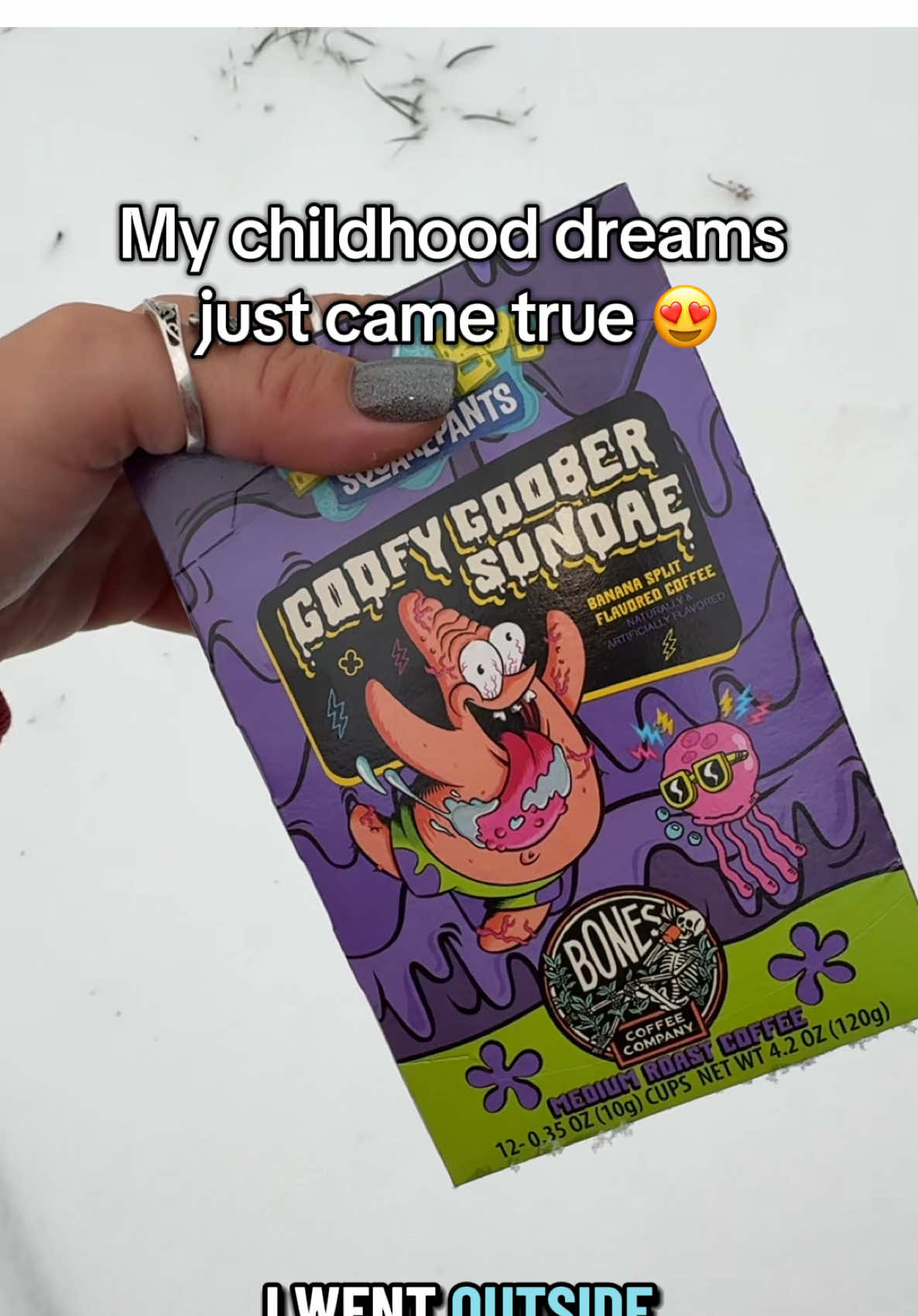 TikTok post by @camryn.bryant for Bones Coffee Company. Caption reads: [...] childhood dreams just came true… @Bones....