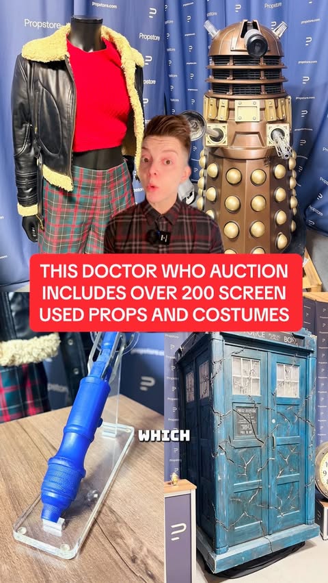 Instagram post by @christeldeeofficial for Doctor Who. Caption reads: Over 200 Doctor Who props and costumes are up for....