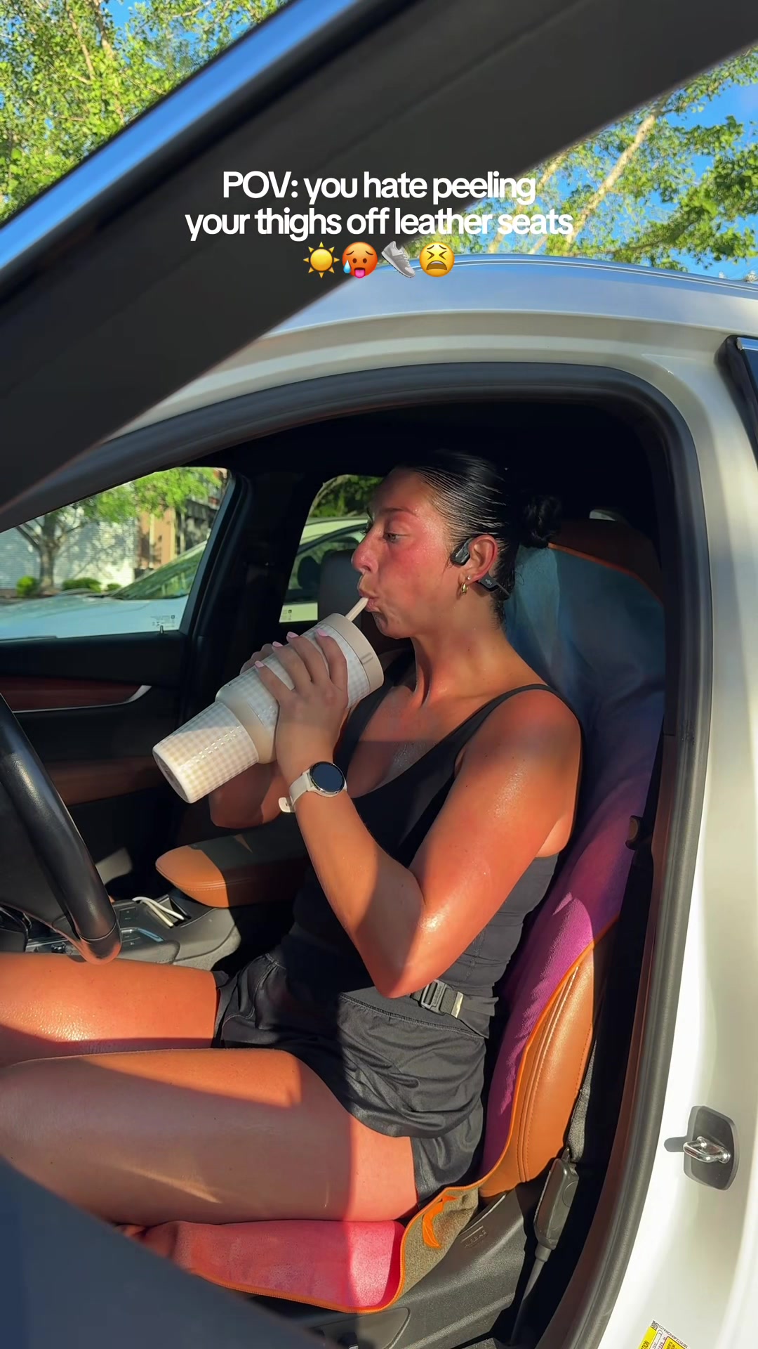 TikTok post by @caro_manning for Sprints. Caption reads: [...] runner needs this car seat towel cover....