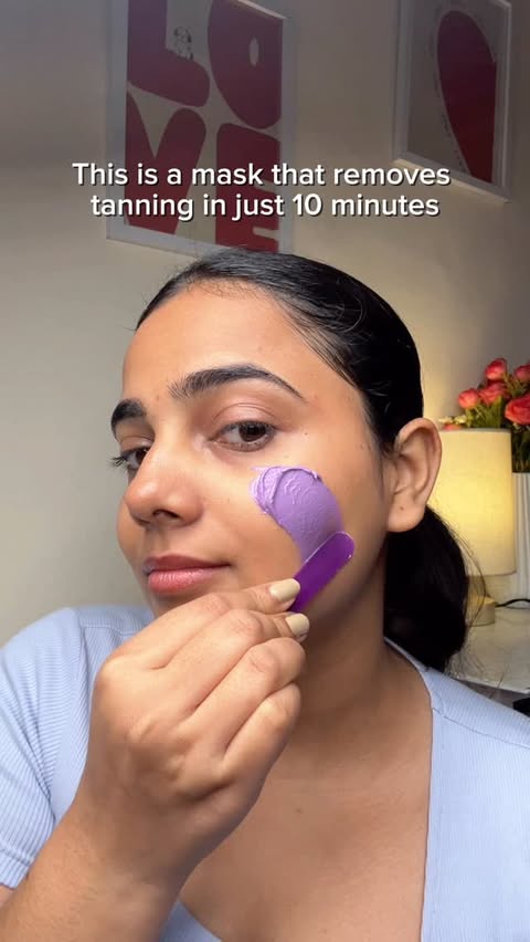 Instagram post by @muskansachan_ for Foxtale. Caption reads: [...] ✨ Purple mask, de tan mask, face mask....