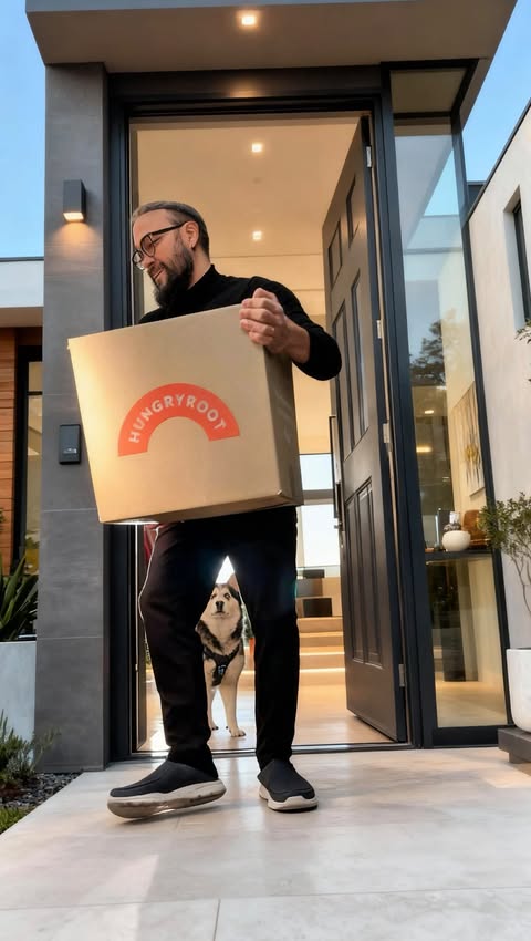 Instagram post by @tarikdeliktas for Hungryroot. Caption reads: Life moves fast… but eating well doesn’t have to....