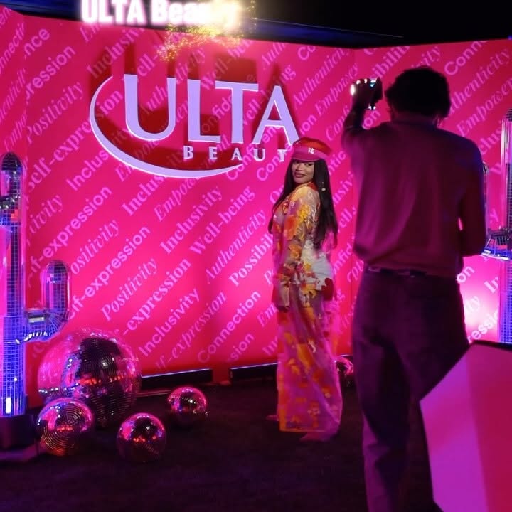 Instagram post by @ieshathegr8 for NYLON. Caption reads: [...] to play! Partnering with @ultabeauty &....