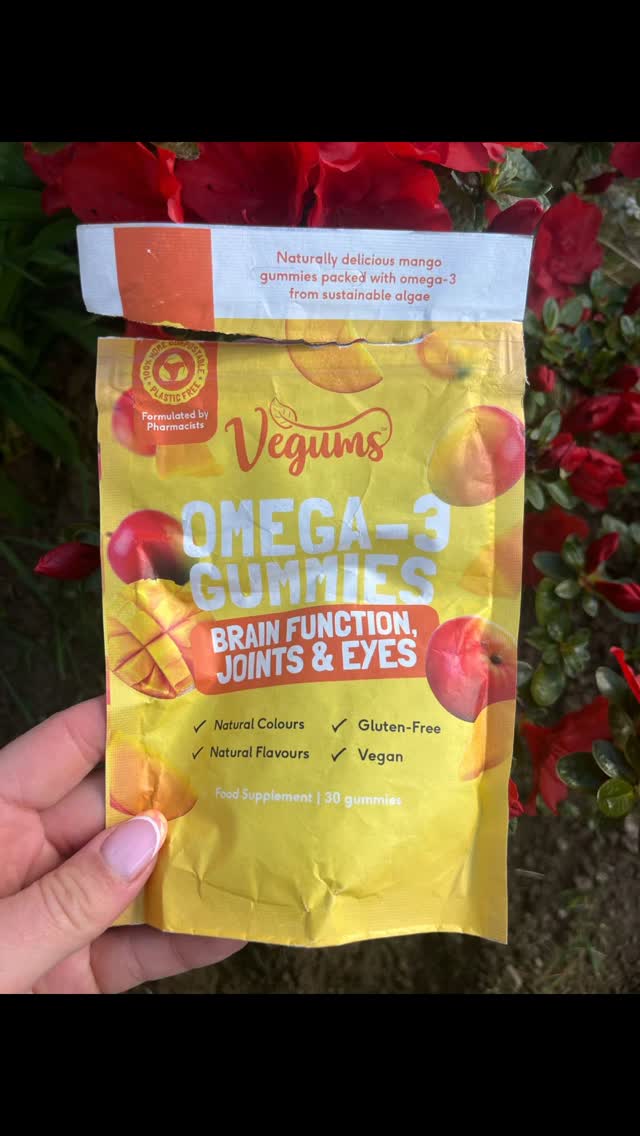Instagram post by @lornasmeaton for Vegums. Caption reads: [...] asked to try the new omega-3 gummies by....