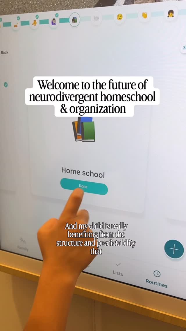 Instagram post by @theneurodiversitymom for Hearth Display. Caption reads: [...] guess we’re homeschoolers now 💁‍♀️....