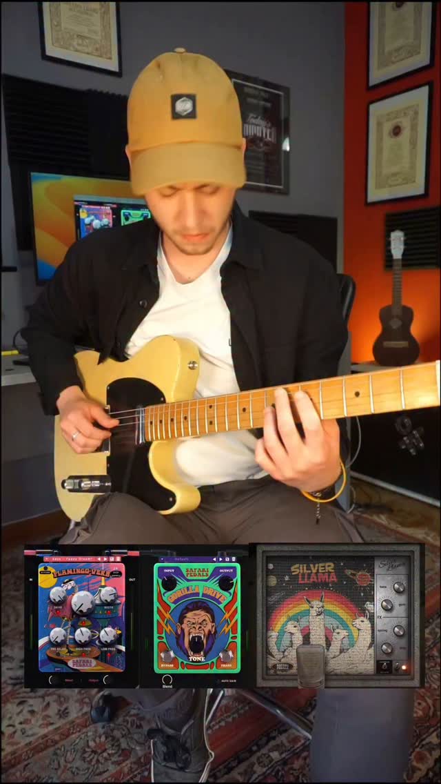 Instagram post by @breaking_guitar for Safari Pedals. Caption reads: [...] nailed this iconic guitar tone with "Safari....
