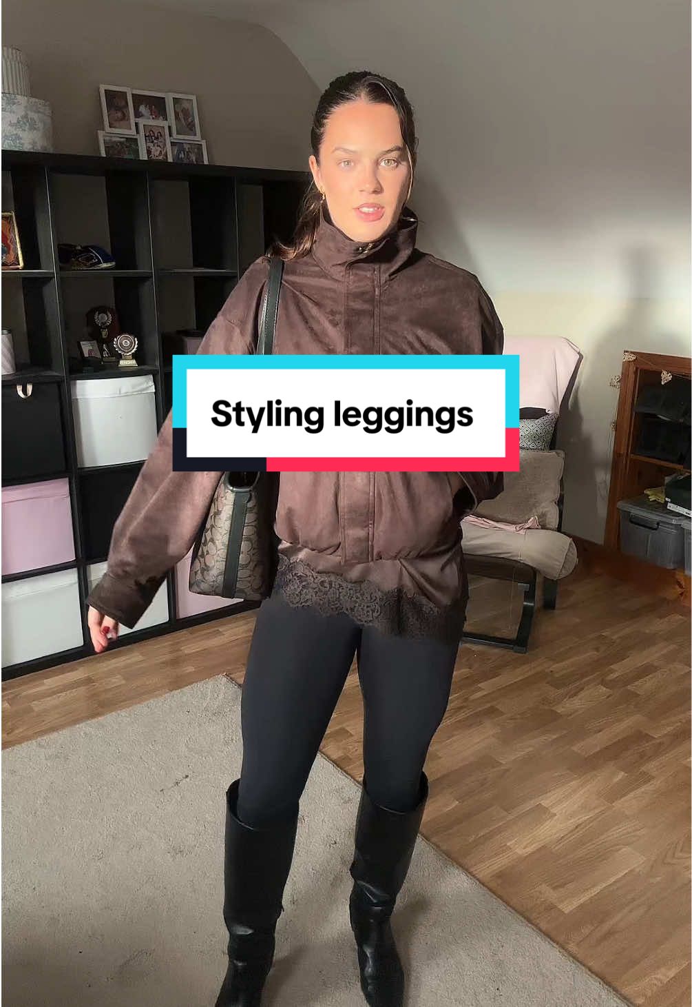 TikTok post by @leahtarpey__ for Gym+Coffee. Caption reads: Let’s style a pair of leggings .. @Gym Plus Coffee....