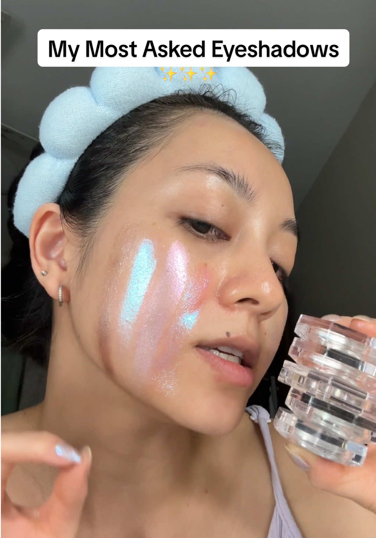 TikTok post by @nphiynhi for Adriana Nichole Cosmetics. Caption reads: My Most Asked Eyeshadows on my page! ✨✨✨@Adriana....