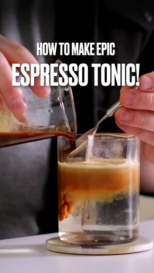 Instagram post by @cocktailjosh for Schweppes. Caption reads: The Espresso Tonic is a difficult drink to get....