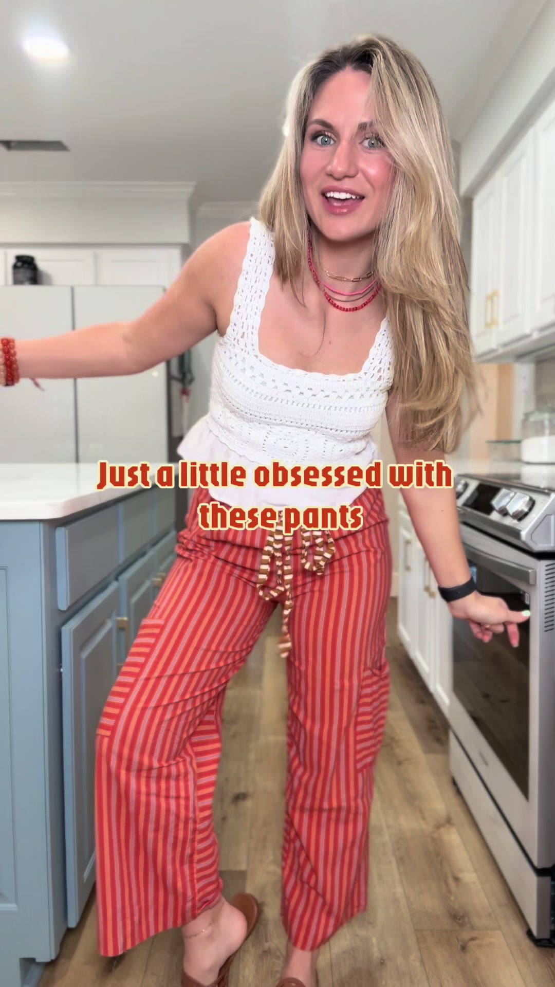 TikTok post by @fallin.canady for Tanming Wardrobe. Caption reads: The comfiest cute pants ever for all my dopamine....