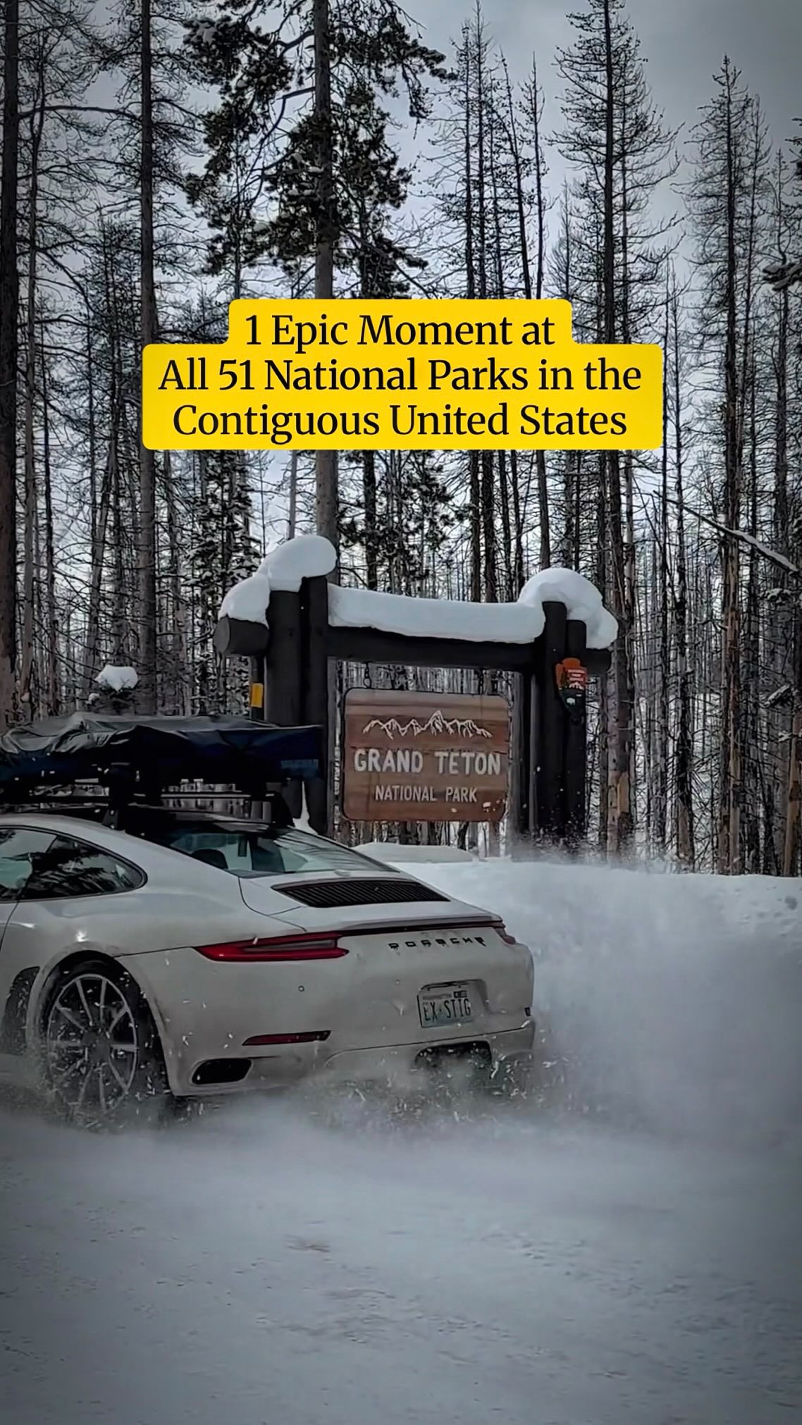 Instagram post by @jeff.c.rhoades for Porsche USA. Caption reads: I’ve been fortunate to explore all 51 national....