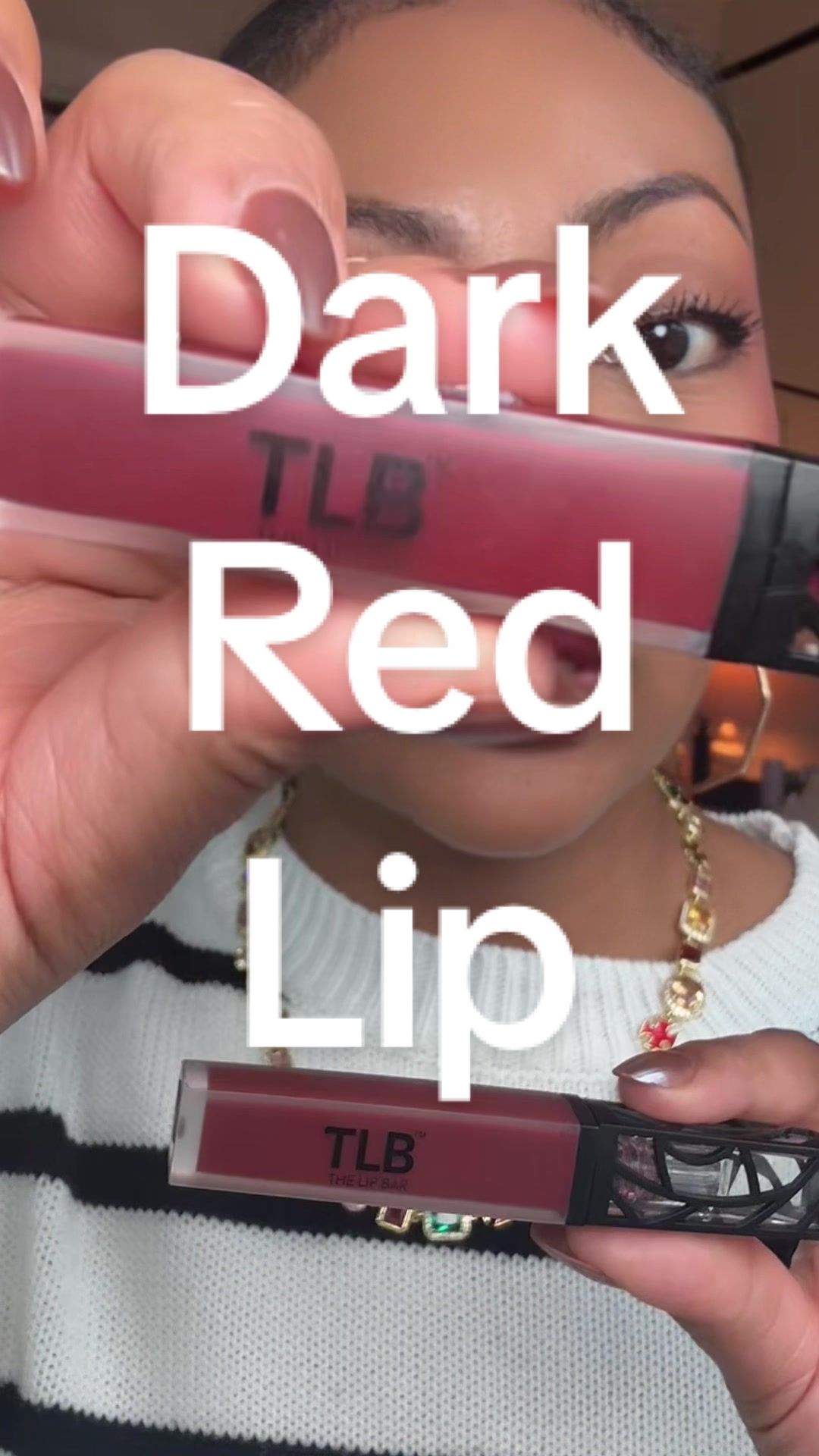 TikTok post by @suki_michelle_ for The Lip Bar. Caption reads: Lip of the day of course is @thelipbar Brickhouse....