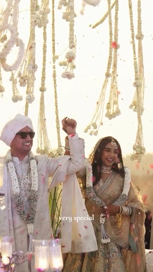 Instagram post by @weddingplzbrides for WeddingPlz.com. Caption reads: Prajakta Koli, wearing a custom Anita Dongre....