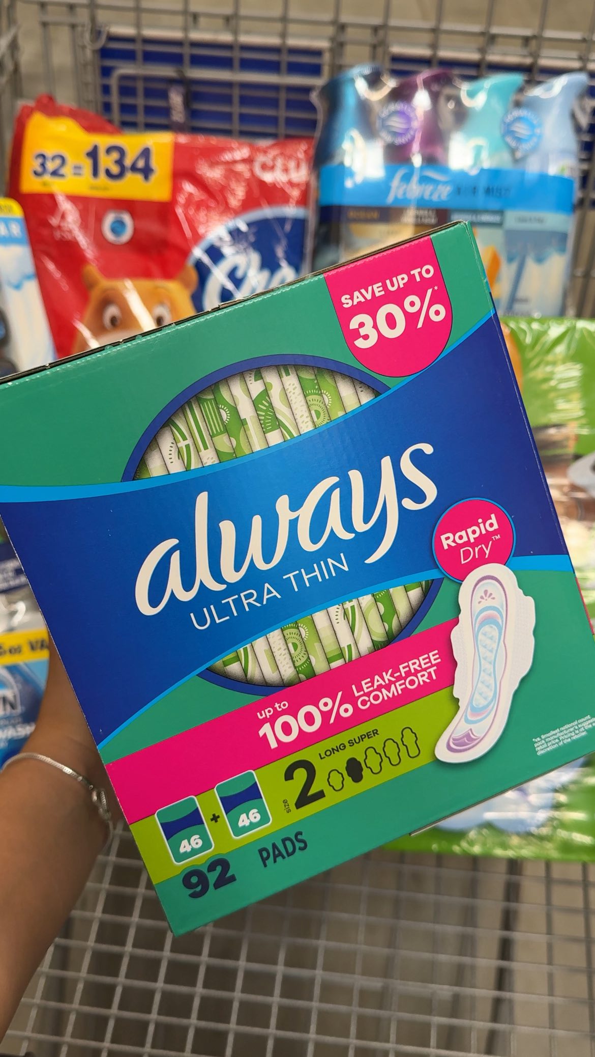 Instagram post by @couponingwithtina for Always. Caption reads: #Always_Ad Periods don’t wait, so I always stock....