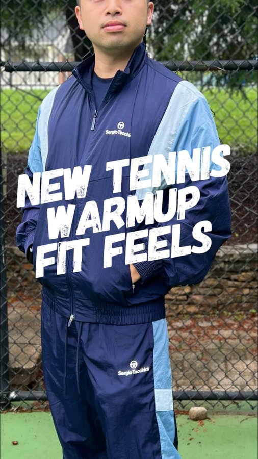 Instagram post by @alexchantennis for Sergio Tacchini. Caption reads: [...] this #gifted retro track set from....