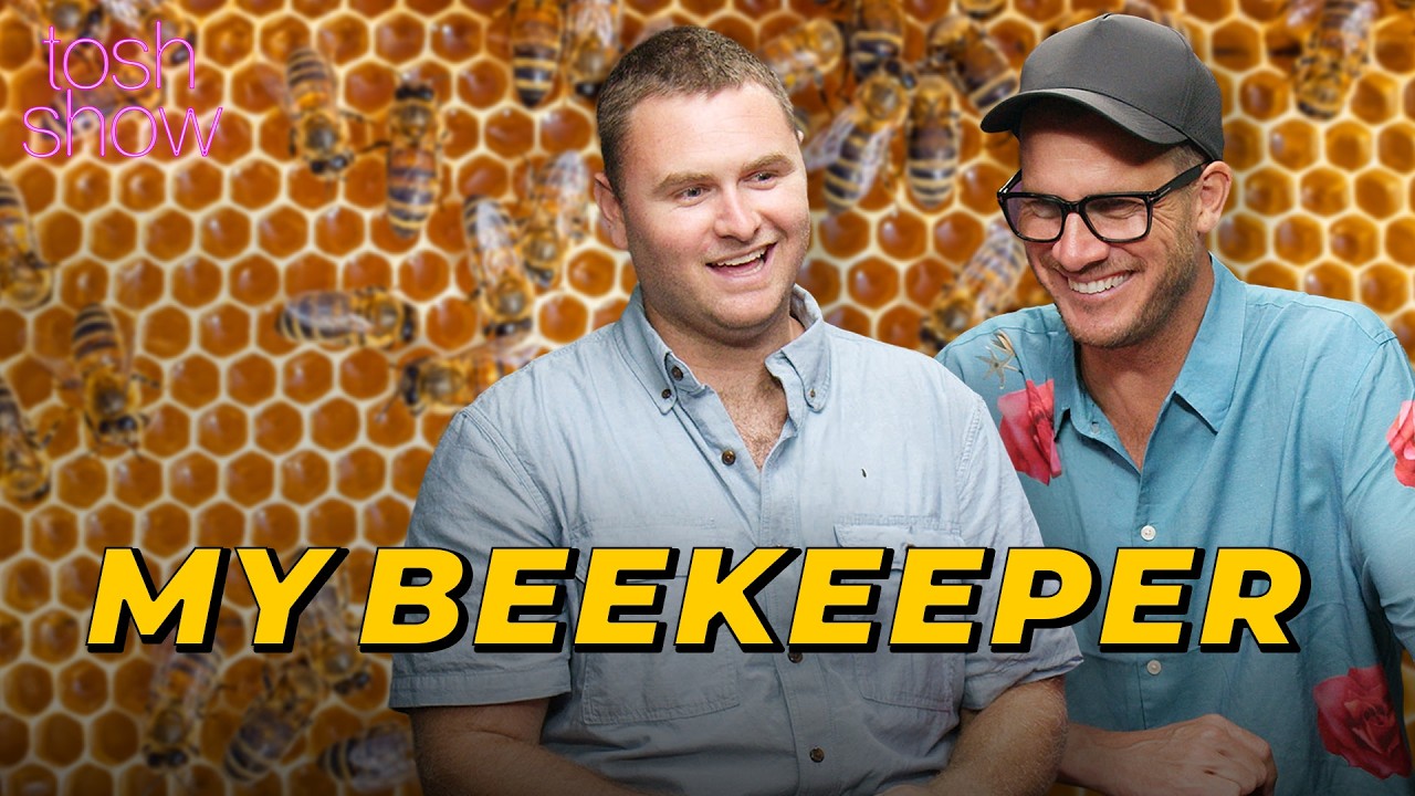 YouTube post by @toshshow for ElevenLabs. Caption reads: My Beekeeper - Jeremy Jensen | Tosh Show.