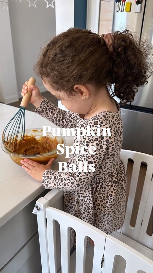 Instagram post by @lovinglylina for Guidecraft. Caption reads: Judy is obsessed with her new Kitchen Helper and....