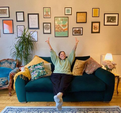 Instagram post by @poppyadams for Snug. Caption reads: #ad When the dream sofa you’ve made up in your....