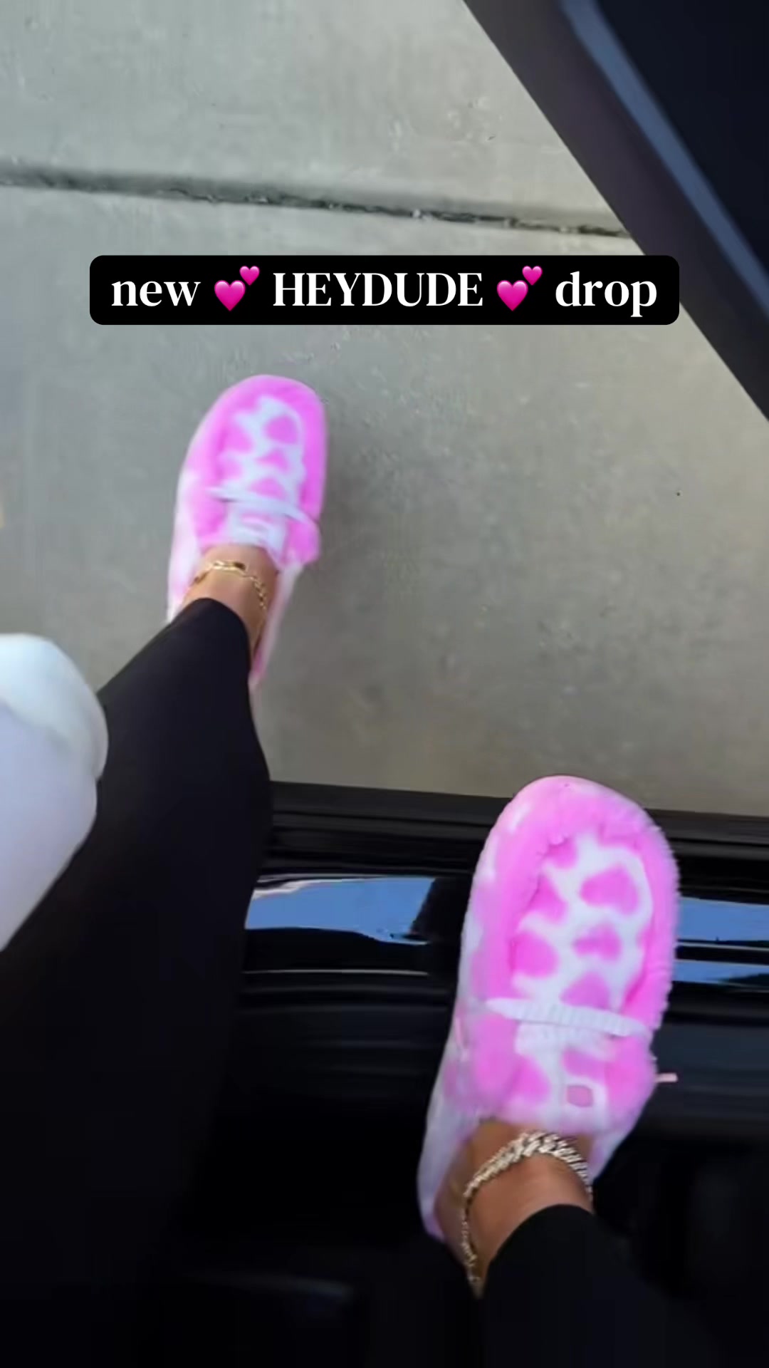 TikTok post by @itsmagsanddavid for HEYDUDE shoes. Caption reads: [...] and they’re the cutest shoes! 💞....