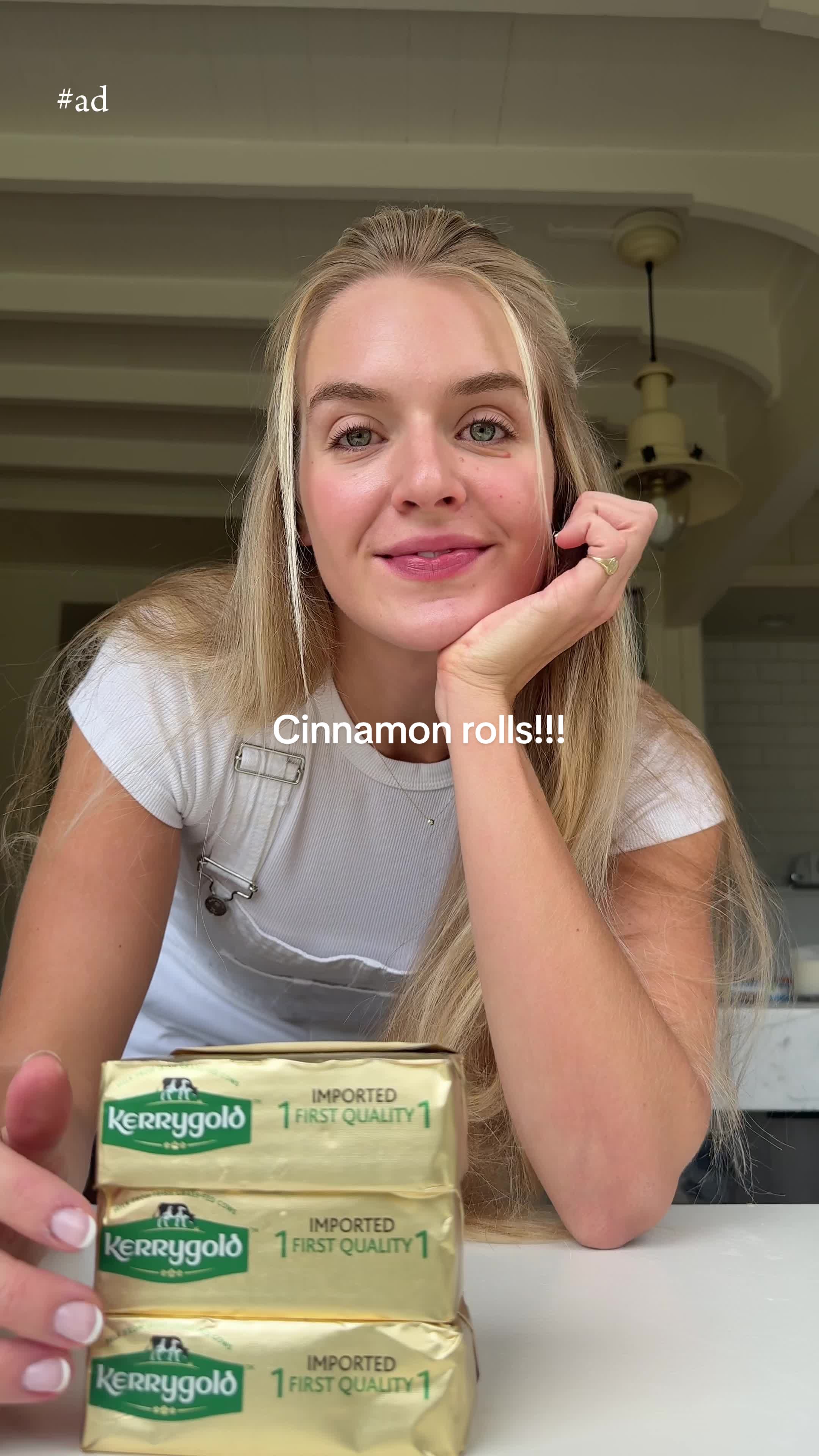 TikTok post by @ameliaedmondson_ for KerrygoldUSA. Caption reads: #ad because better butter bakes a difference....