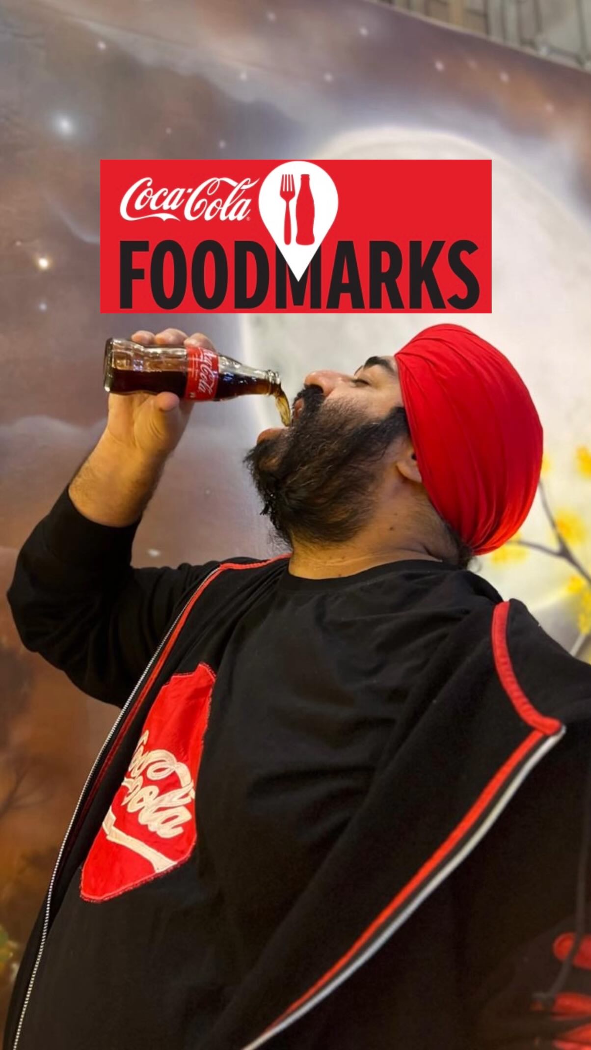 Instagram post by @mistertikku for Coca-Cola India. Caption reads: Coca-Cola Foodmarks is here!

Ab aapko accha....