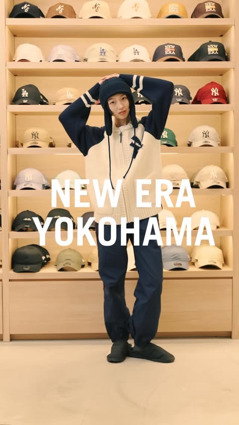 Instagram post by @mahoaikawa3 for New Era Cap. Caption reads: NEW ERA® YOKOHAMA ニューエラ横浜 OPEN :10:00～21:00....