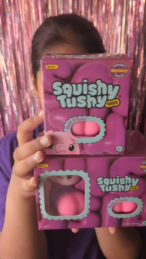 Instagram post by @laila_and_aliza_show for Vivid Toy Group. Caption reads: AD | One squeeze is all it takes! Meet Squishy....