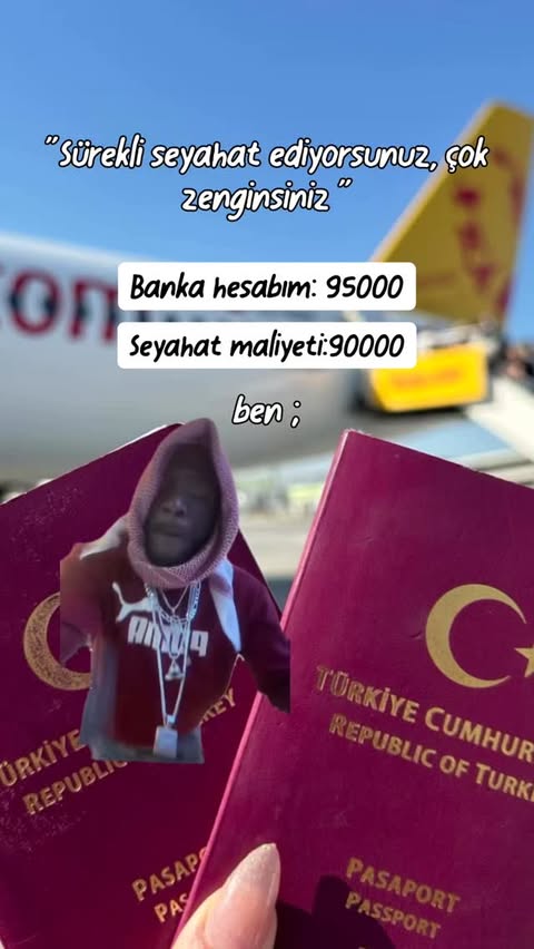 Instagram post by @yoldabulusuruz for Pegasus Airlines. Caption reads: Yoksa yalnız mıyız? 😂 #travel #travelcouplegoals....