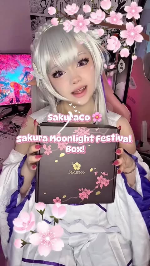 Instagram post by @milkienyan for Sakuraco. Caption reads: [...] beauty of cherry blossoms at night with....