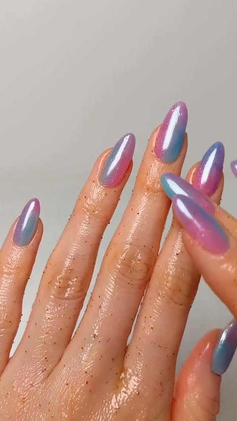Instagram post by @thehotblend for OPI. Caption reads: [...] candy chrome nails for summer 𐙚⋆.˚ using....