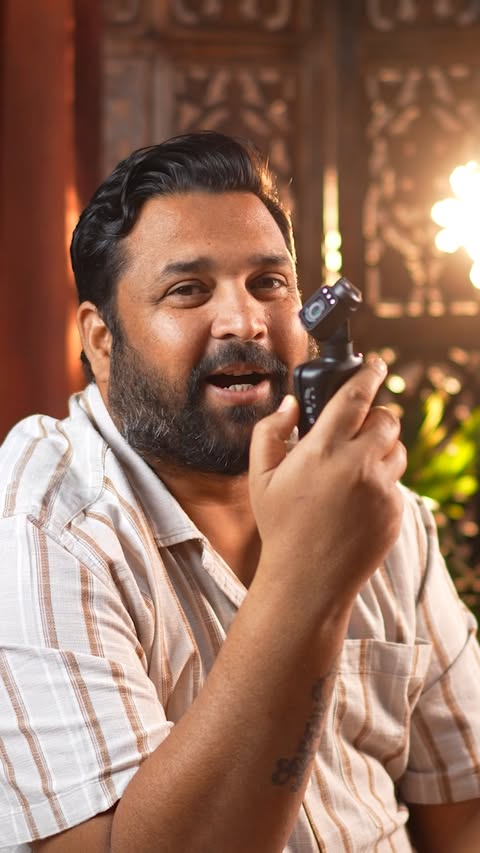 Instagram post by @rajaawasthi007 for Digitek. Caption reads: [...] me 5K Action Camera + 3-Axis Gimbal? 😱....