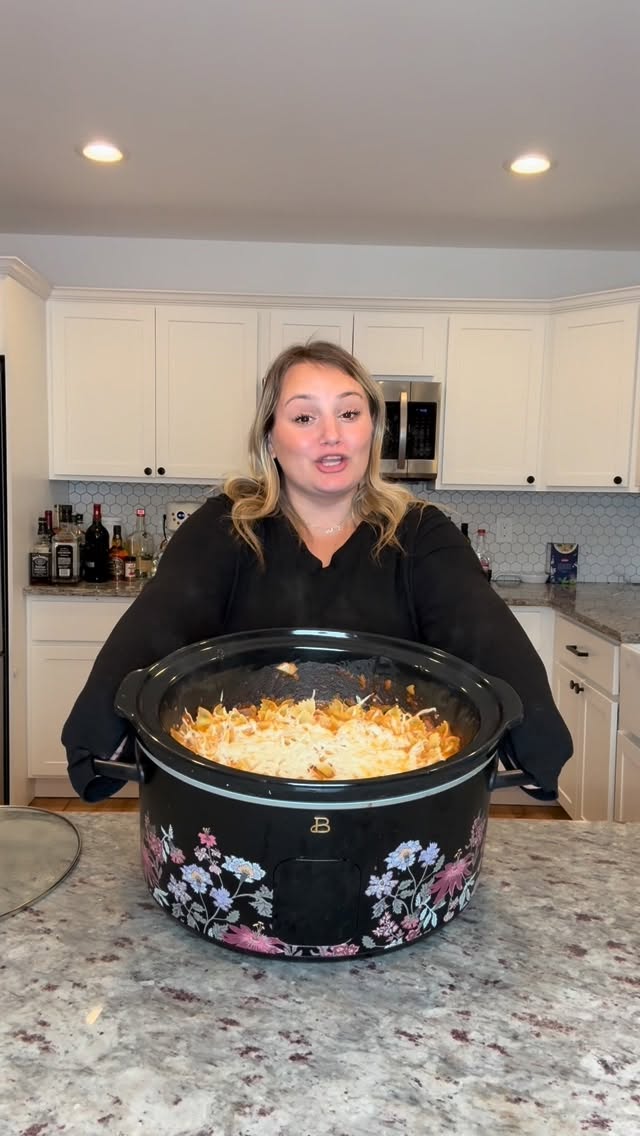 Instagram post by @thekatherinerae for Poppi. Caption reads: Lazy mom meal was chefs kiss 👩🏼‍🍳 #crockpot....