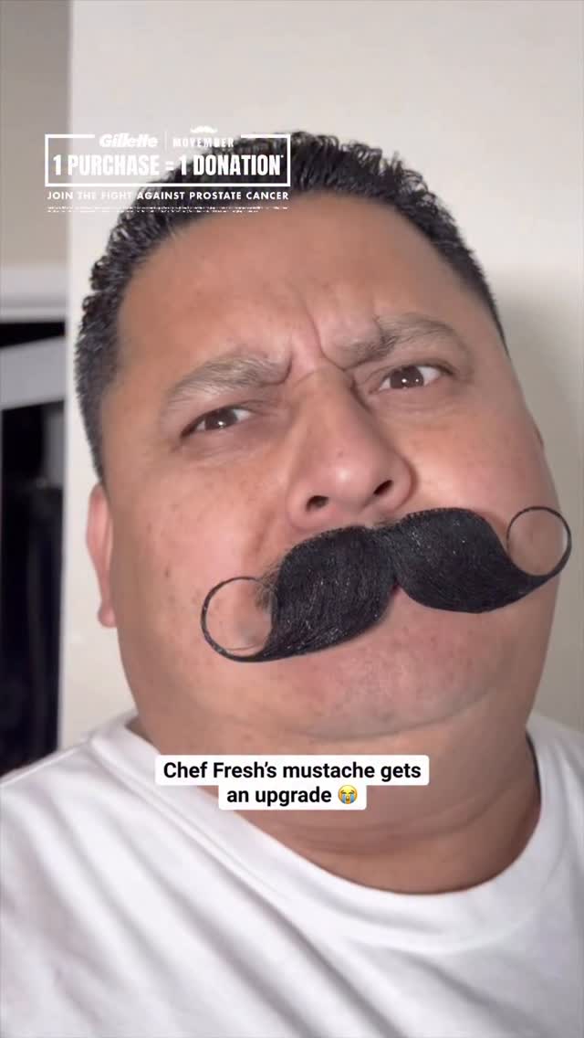 Instagram post by @thesalguerofam_ for Gillette. Caption reads: #ad Chef Fresh’s bigote gets a @Movember upgrade....