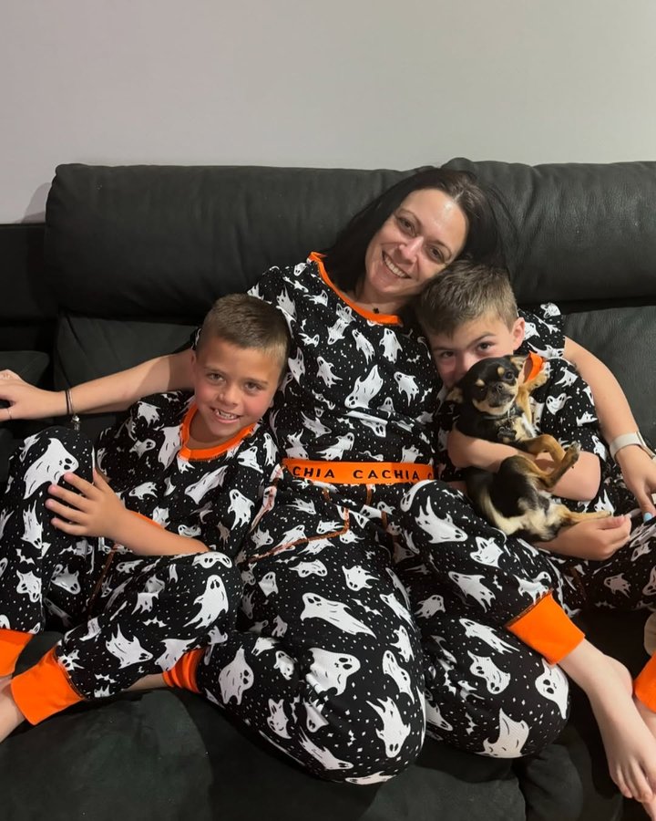 Instagram post by @jess_pinal for Cachia. Caption reads: 🎃🎃🎃🎃🎃🎃🎃🎃 CACHIA GHOSTLY NIGHTS PJ SET Get....