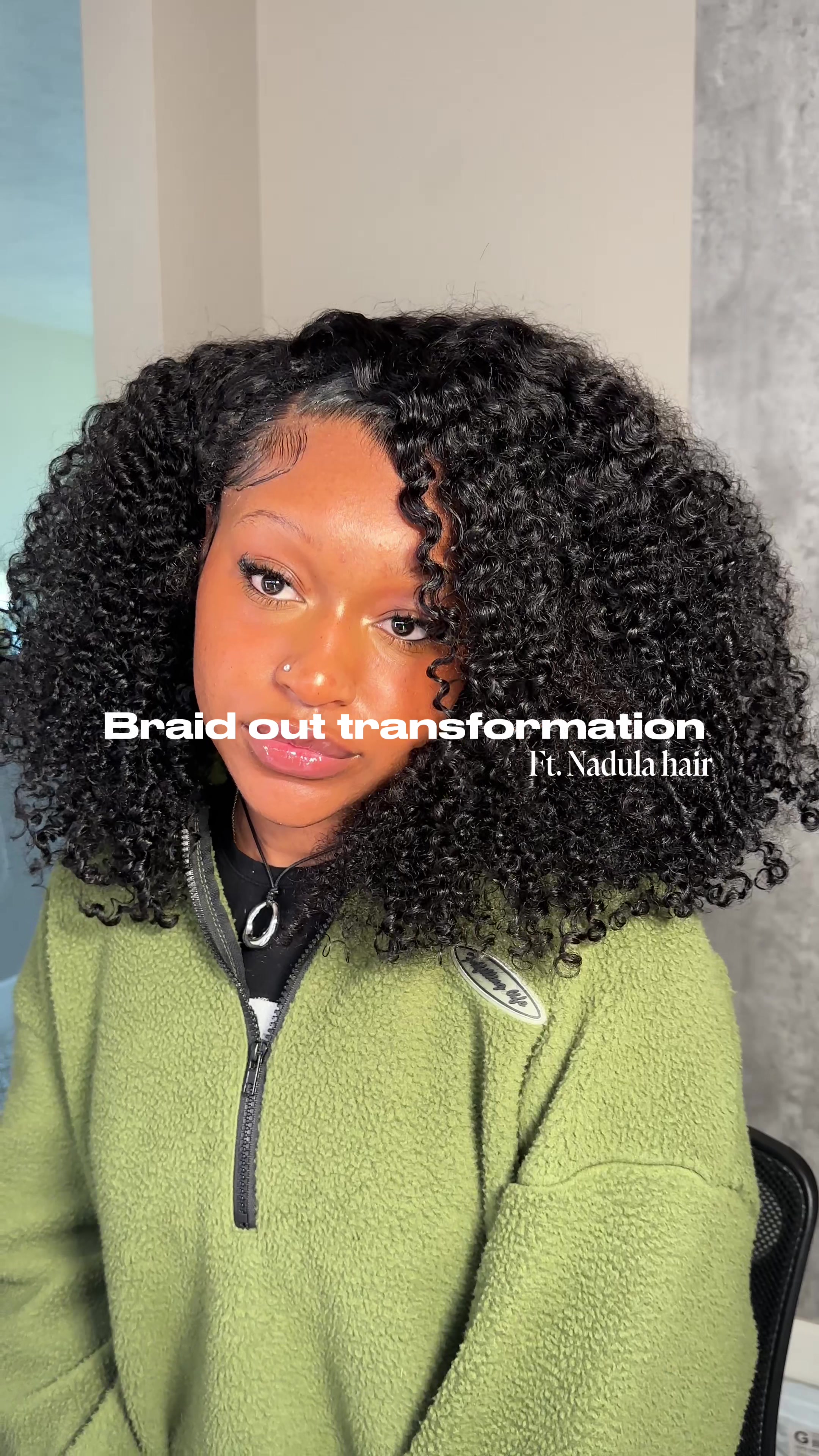 TikTok post by @zakaiyahhh for Nadula. Caption reads: @nadula hair #halfwig #braidout....