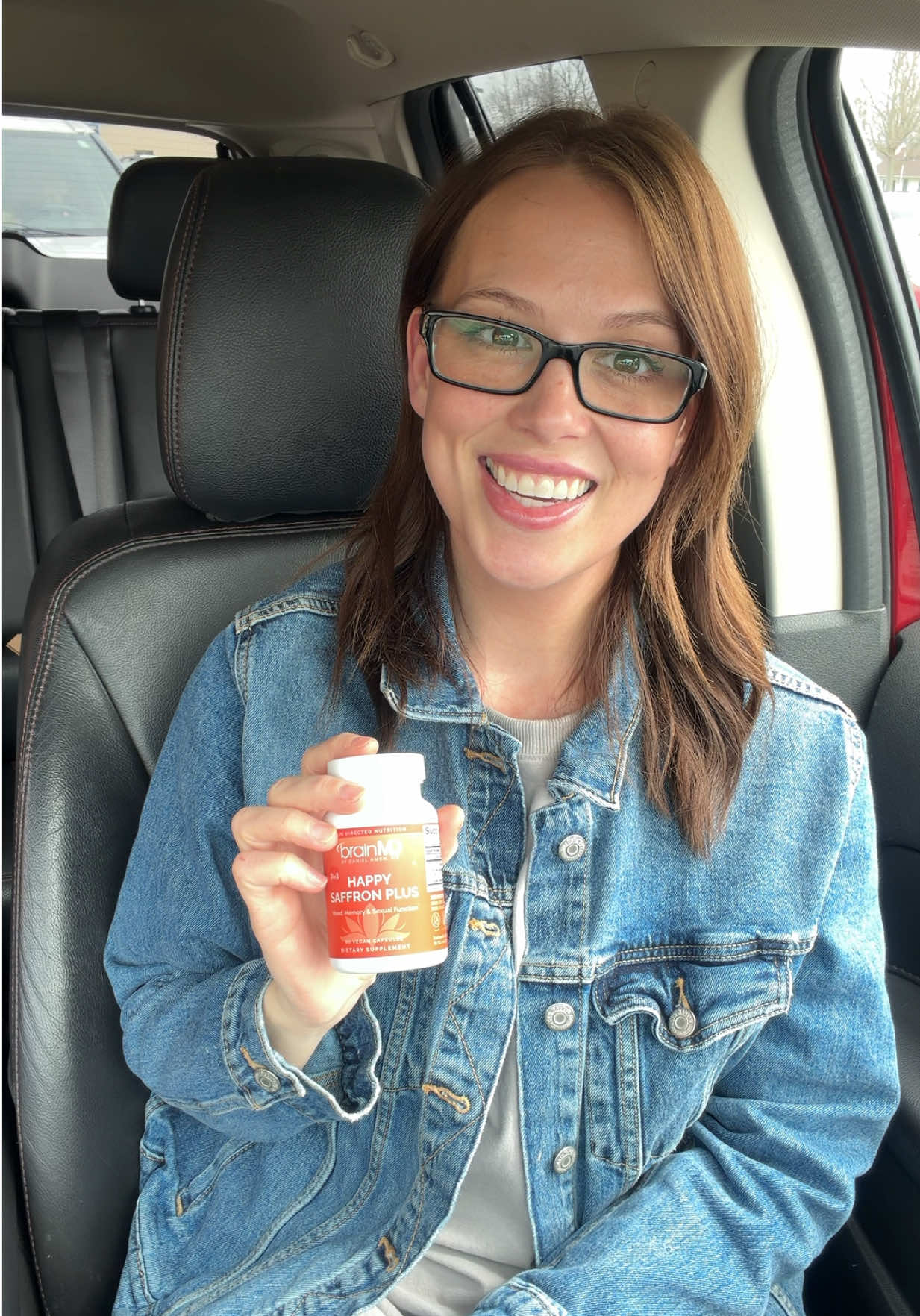 TikTok post by @kate_garn for BrainMD. Caption reads: Happy Saffron Plus 2-3 capsules a day! @BrainMD....