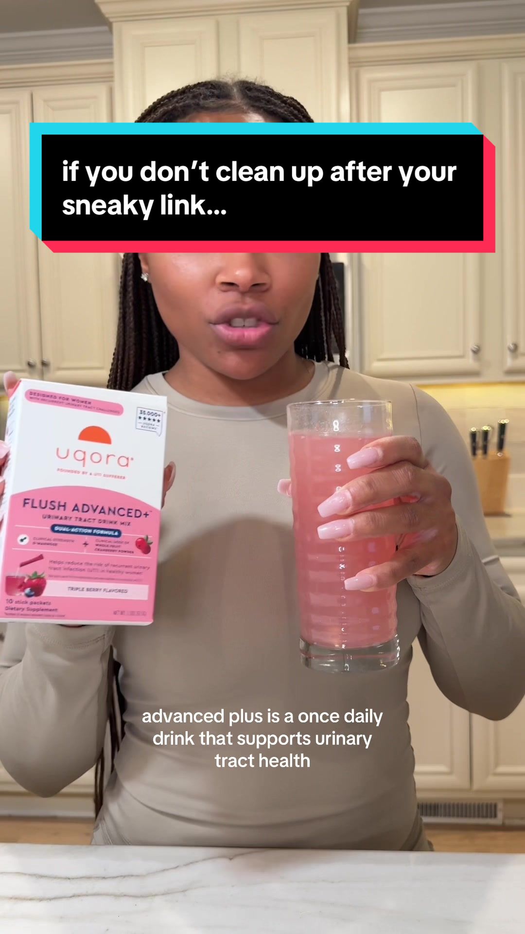 TikTok post by @ncolettem for Uqora. Caption reads: [...] #intimatecare #womenshealthmatters #uqora....