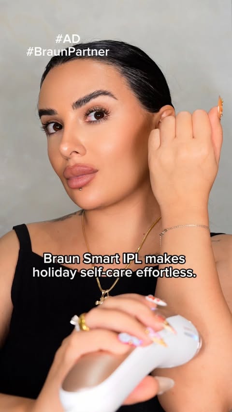 Instagram post by @t1nnano for Braun. Caption reads: #ad #BraunPartner @BraunBeautyUS Tired of shaving....