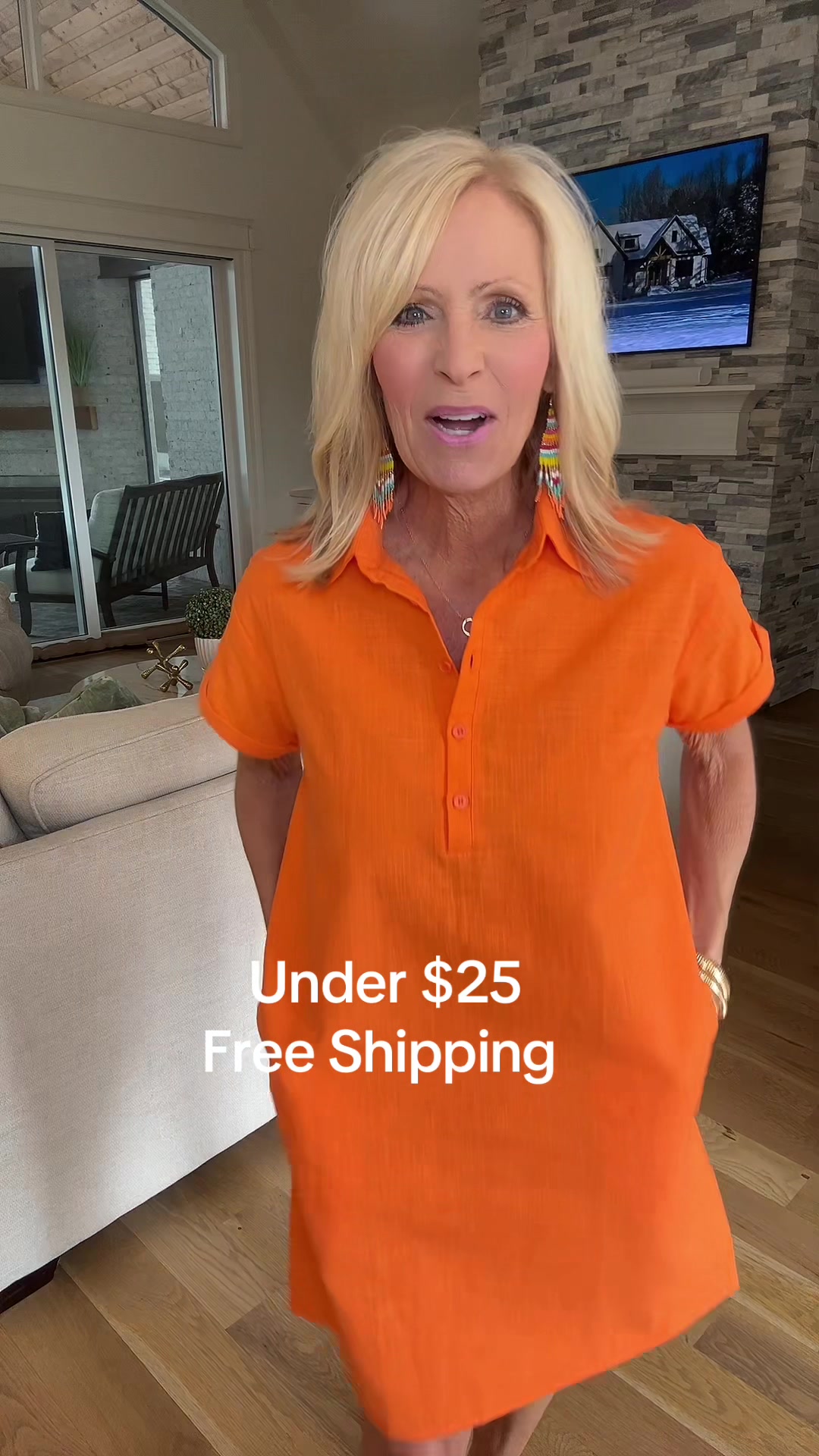 TikTok post by @christy37218 for Zeagoo. Caption reads: [...] perfect cotton shirt dress! #zeagoo....