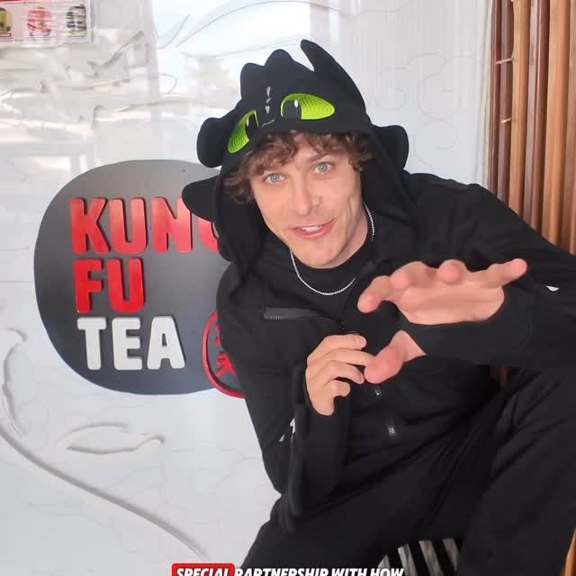 Instagram post by @patrickadougall for Kung Fu Tea. Caption reads: Calling all How to Train Your Dragon fans! 🐉🔥....
