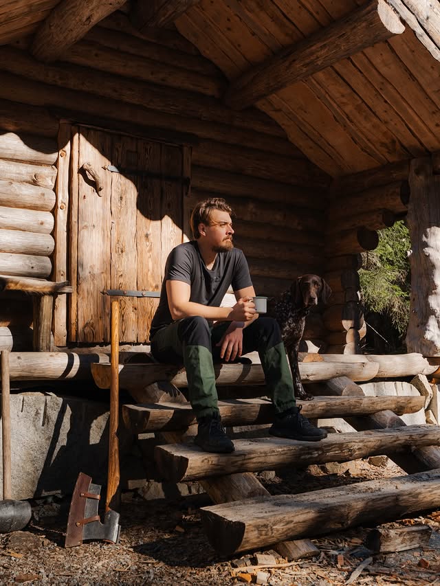 Instagram post by @erikgrankvist_ for RevolutionRace. Caption reads: [...] the cabin continues. Right on time,....