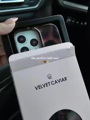 TikTok post by @cassandralisette for VELVET CAVIAR. Caption reads: @Velvet Caviar #fallaesthetic #iphonecases....