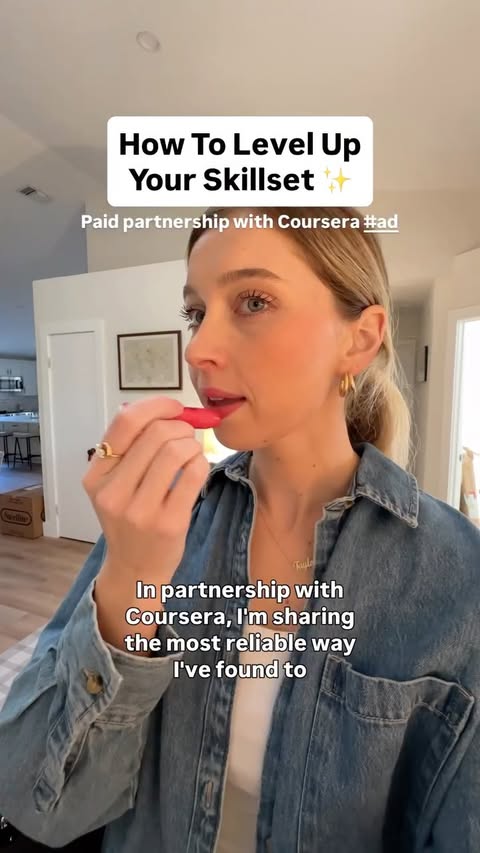 Instagram post by @imperfecttaylor for Coursera. Caption reads: #CourseraPartner Level up your skillset with [...].