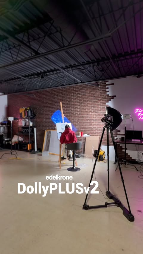 Instagram post by @richoecreate for Edelkrone. Caption reads: [...] , working with the DollyPLUSv2 from....